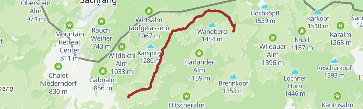 Route map: Rettenschöss Feistenau - Wandberghütte/Burgeralm